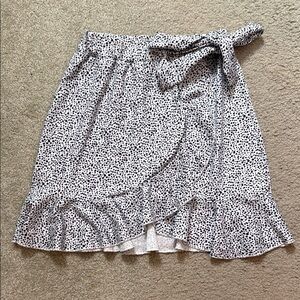 Black and White polka dot faux wrap skirt medium